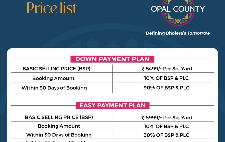 Dholera Price List